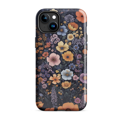 'Wildflowers' iPhone 15 Plus MagSafe tough phone case - protective glossy case NZ Australia