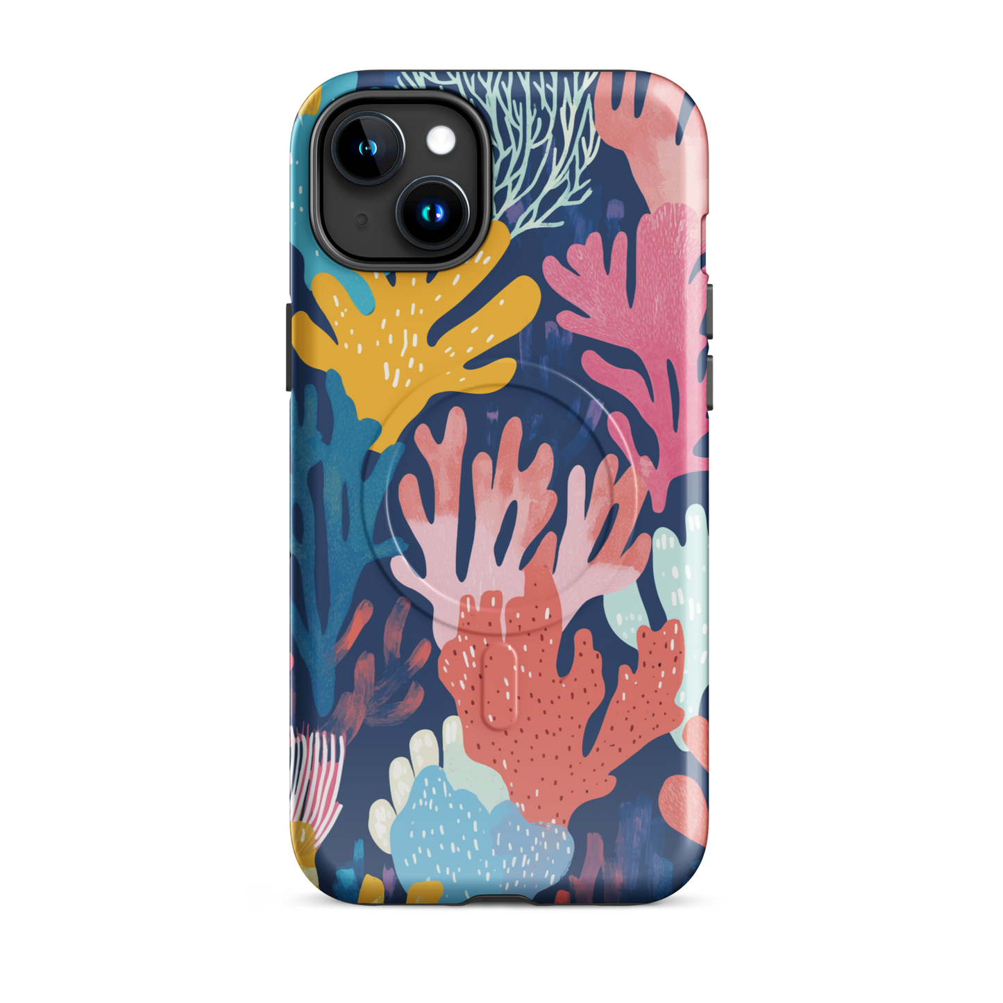 'Coral Reef' iPhone 15 Plus MagSafe tough phone case - protective glossy case NZ Australia