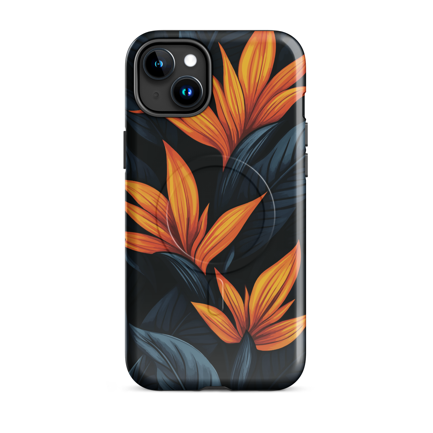 'Bird of Paradise' iPhone 15 Plus MagSafe tough phone case - protective glossy case NZ Australia