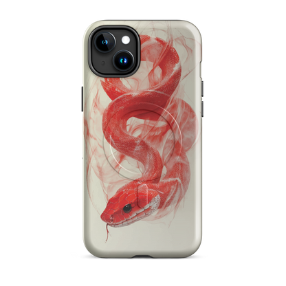 'Red Snake' iPhone 15 Plus MagSafe tough phone case - protective glossy case NZ Australia