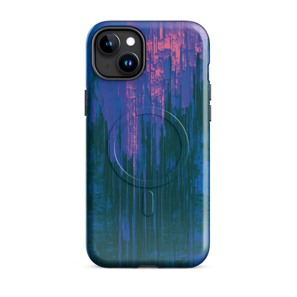 'Digital Glitch' iPhone 15 Plus MagSafe tough phone case - protective glossy case NZ Australia