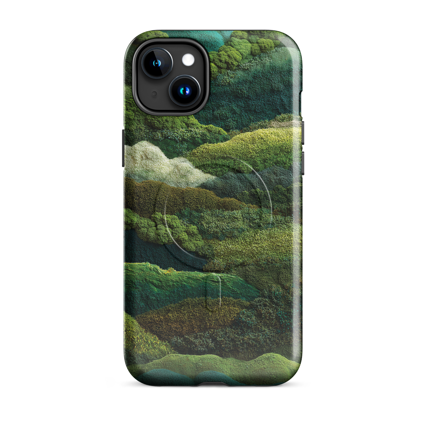 'Forest Layers' iPhone 15 Plus MagSafe tough phone case - protective glossy case NZ Australia
