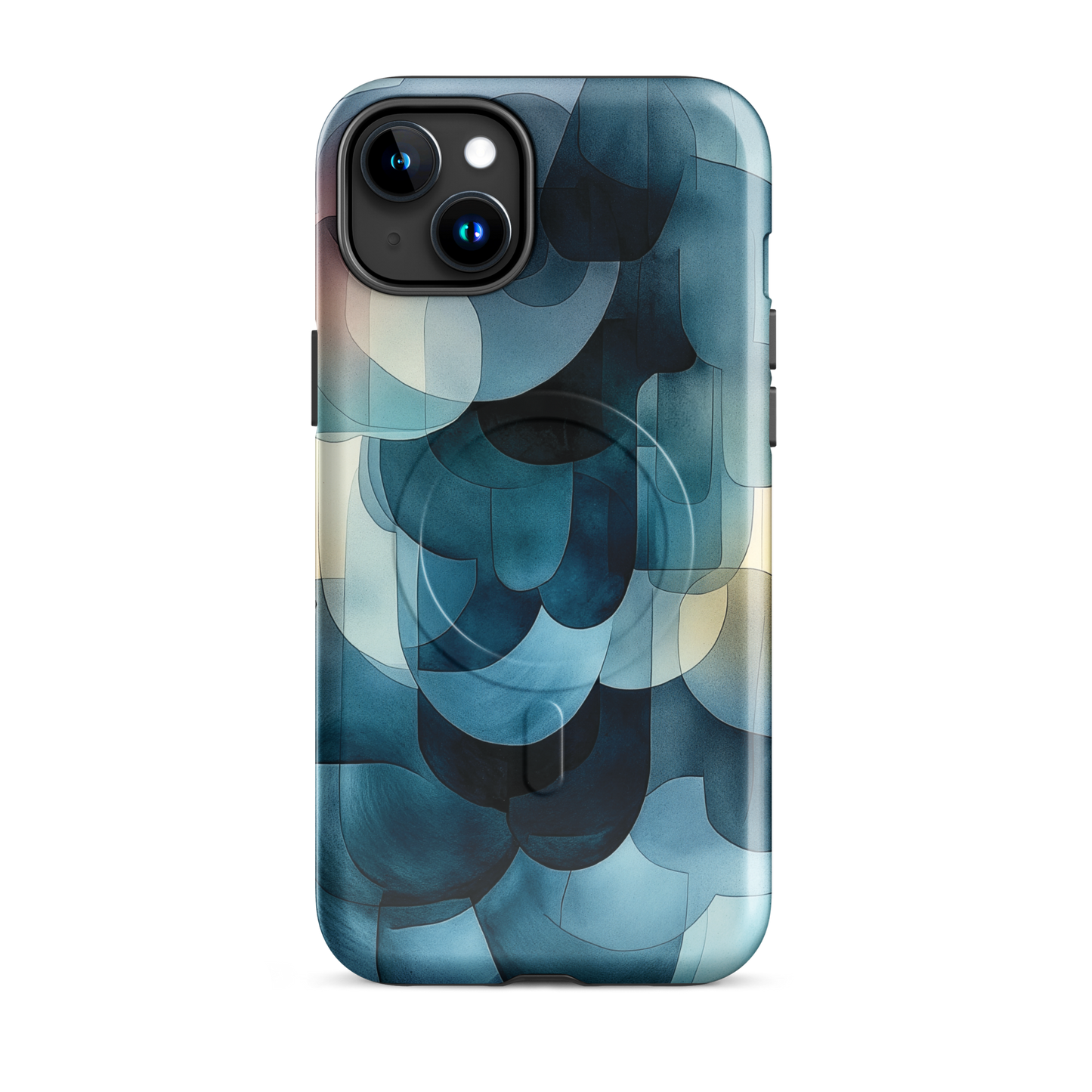 'Blue Forms' iPhone 15 Plus MagSafe tough phone case - protective glossy case NZ Australia