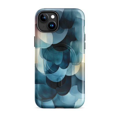 'Blue Forms' iPhone 15 Plus MagSafe tough phone case - protective glossy case NZ Australia