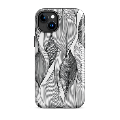 'Botanical Lines' iPhone 15 Plus MagSafe tough phone case - protective glossy case NZ Australia