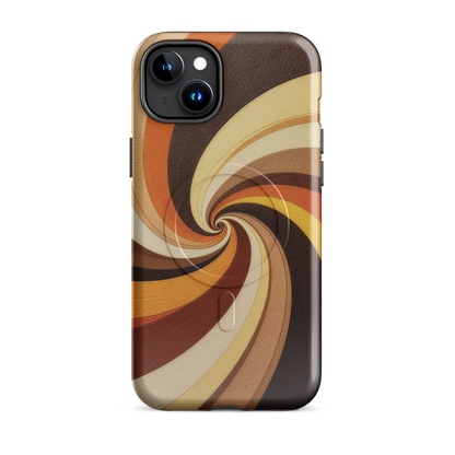 'Golden Swirl' iPhone 15 Plus MagSafe tough phone case - protective glossy case NZ Australia