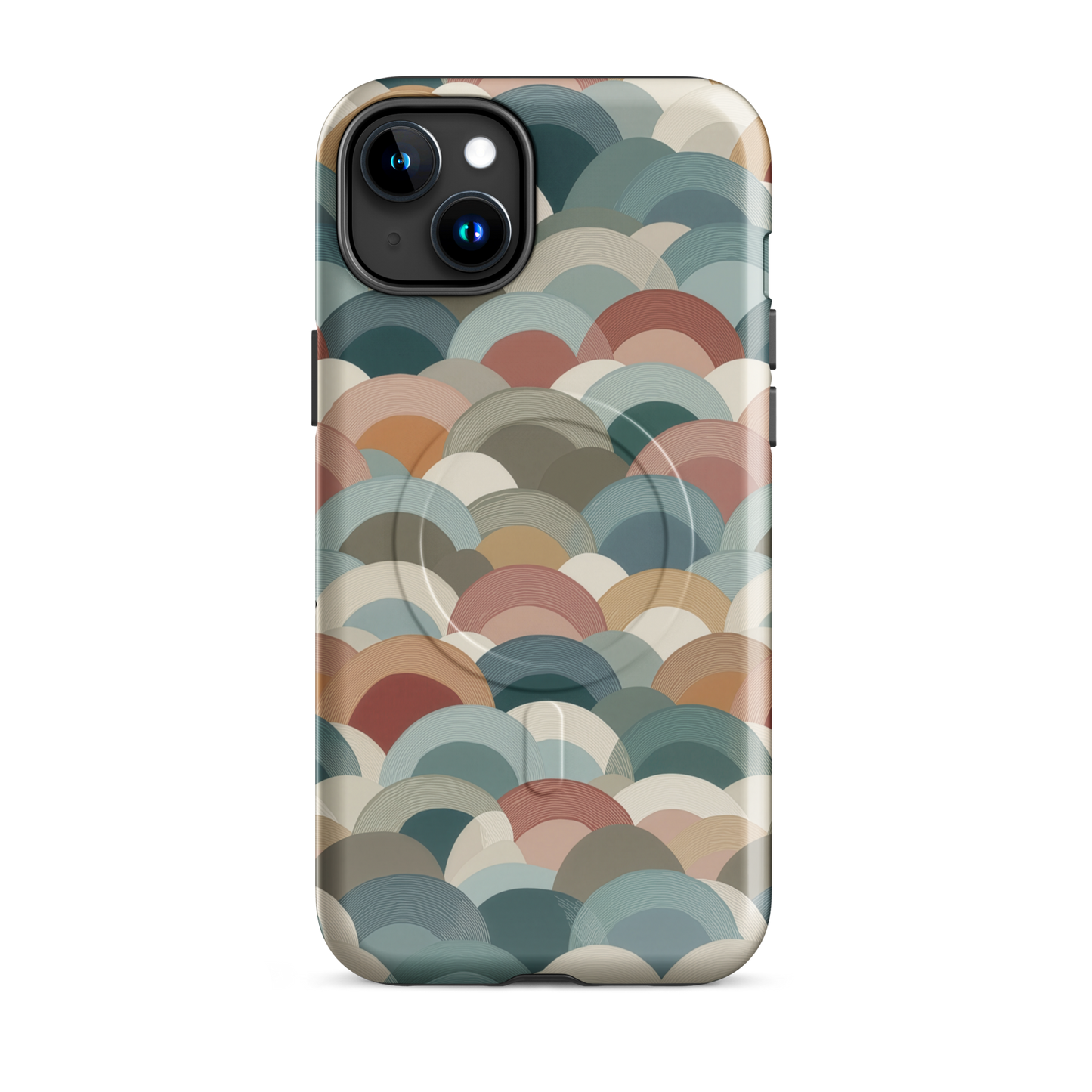 'Warm Horizons' iPhone 15 Plus MagSafe tough phone case - protective glossy case NZ Australia