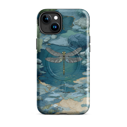 'Dragonfly Glade' iPhone 15 Plus MagSafe tough phone case - protective glossy case NZ Australia