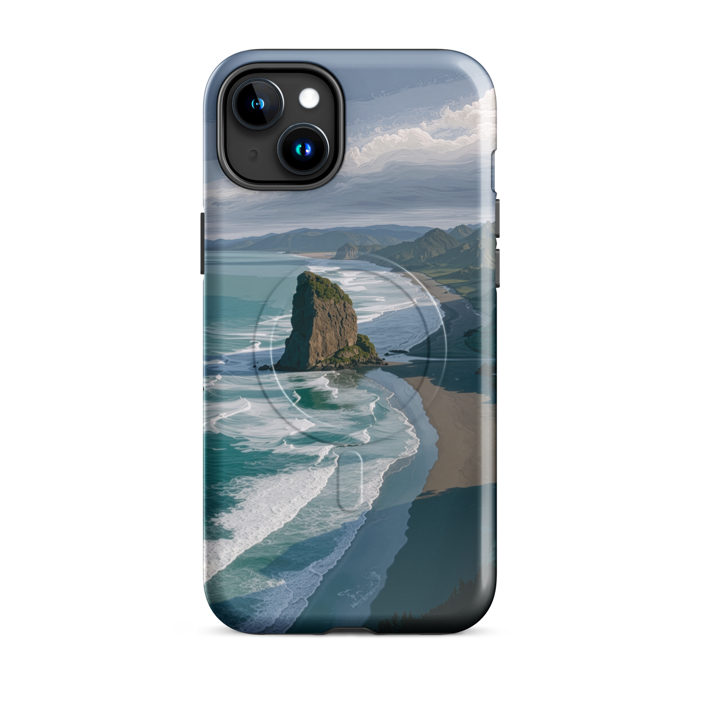 'Piha Beach' iPhone 15 Plus MagSafe tough phone case - protective glossy case NZ Australia
