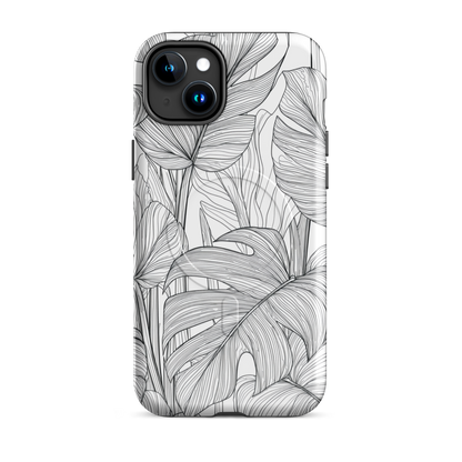 'Tropical Lines' iPhone 15 Plus MagSafe tough phone case - protective glossy case NZ Australia