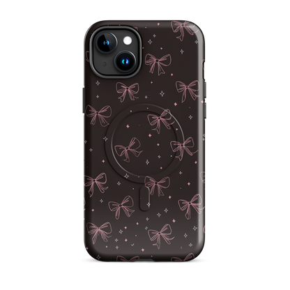 'Midnight Bow' iPhone 15 Plus MagSafe tough phone case - protective glossy case NZ Australia