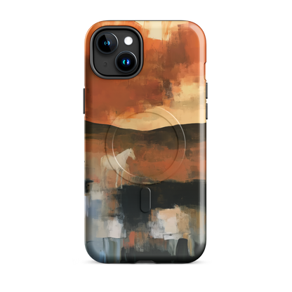 'Ember Fields' iPhone 15 Plus MagSafe phone case - protective glossy case NZ Australia