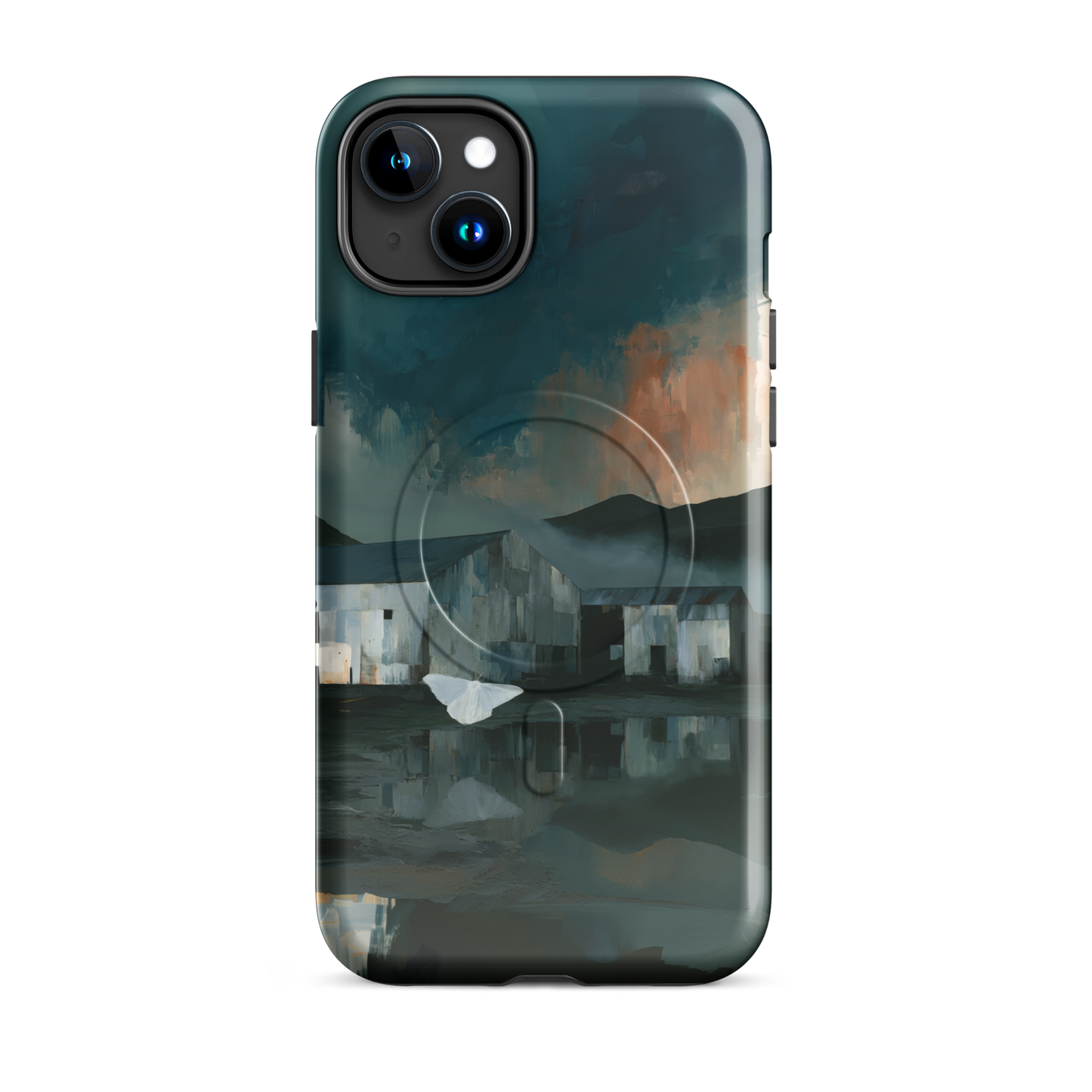 'Evening Flight' iPhone 15 Plus MagSafe phone case - protective glossy case NZ Australia