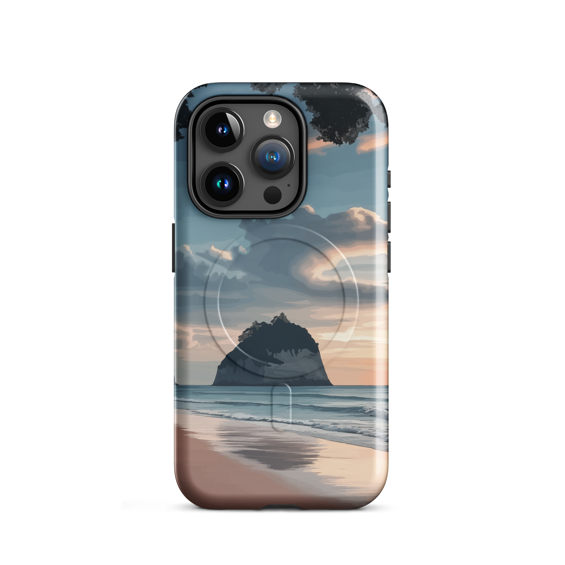 'Cathedral Cove' iPhone 15 Pro MagSafe tough phone case - protective glossy case NZ Australia