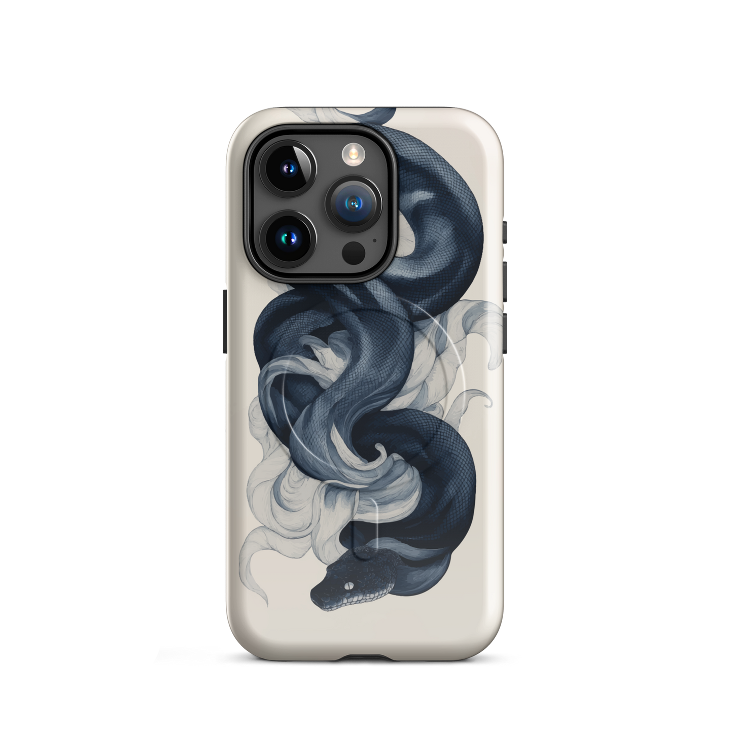 'Midnight Python' iPhone 15 Pro MagSafe tough phone case - protective glossy case NZ Australia