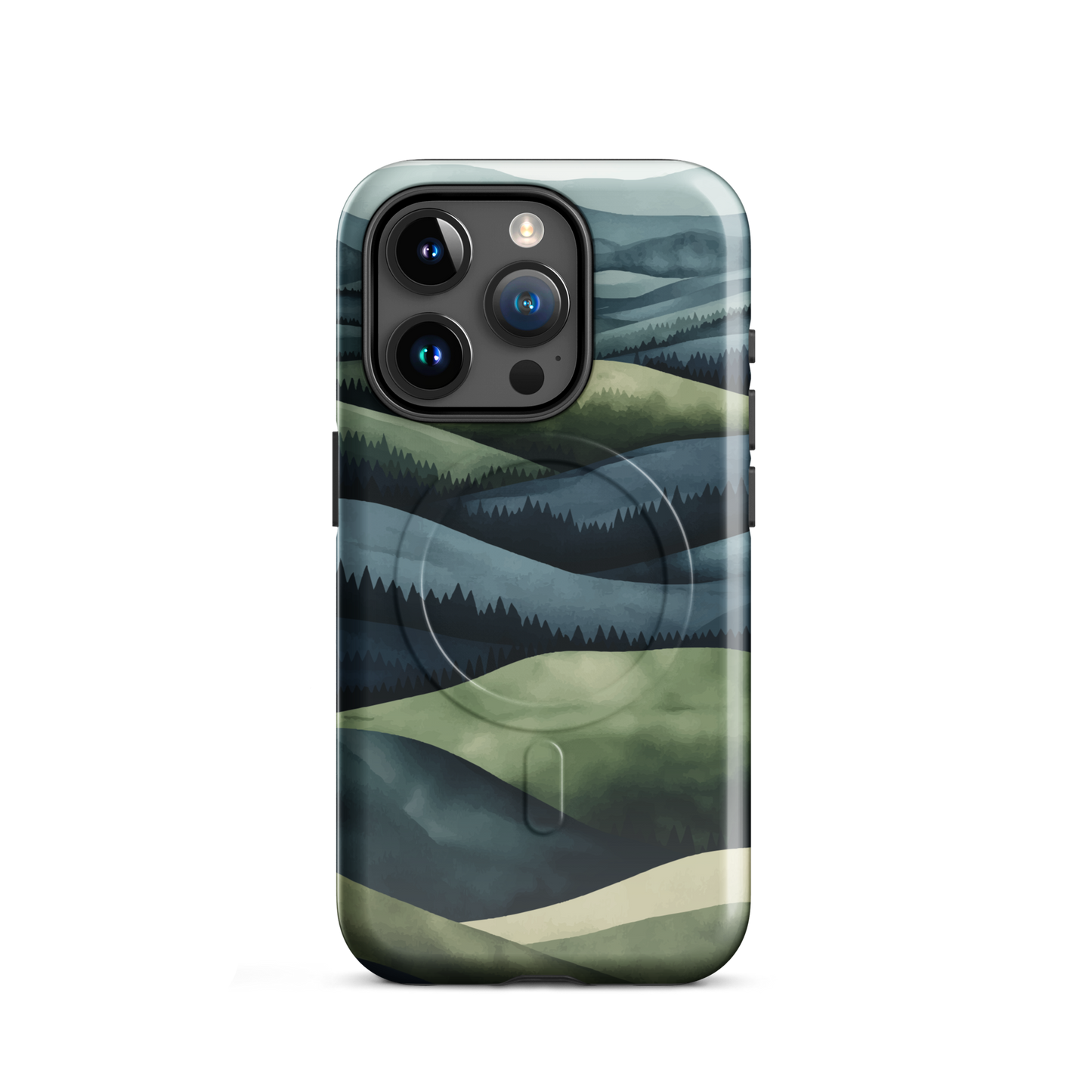 'Blue Mountains' iPhone 15 Pro MagSafe tough phone case - protective glossy case NZ Australia