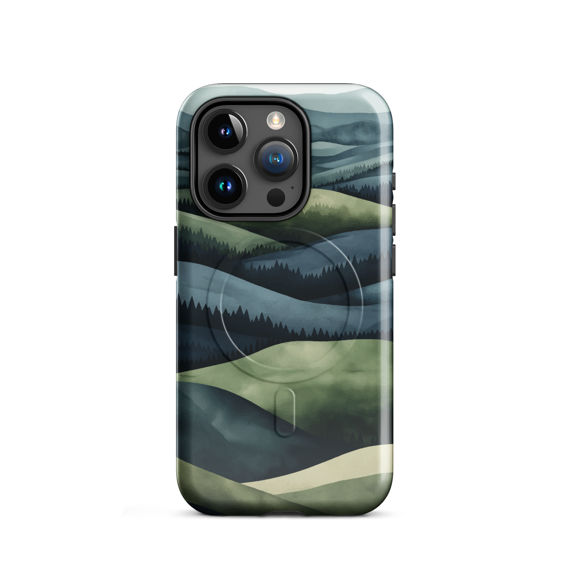 'Blue Mountains' iPhone 15 Pro MagSafe tough phone case - protective glossy case NZ Australia