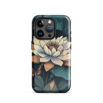 'Water Lily' iPhone 15 Pro MagSafe tough phone case - protective glossy case NZ Australia