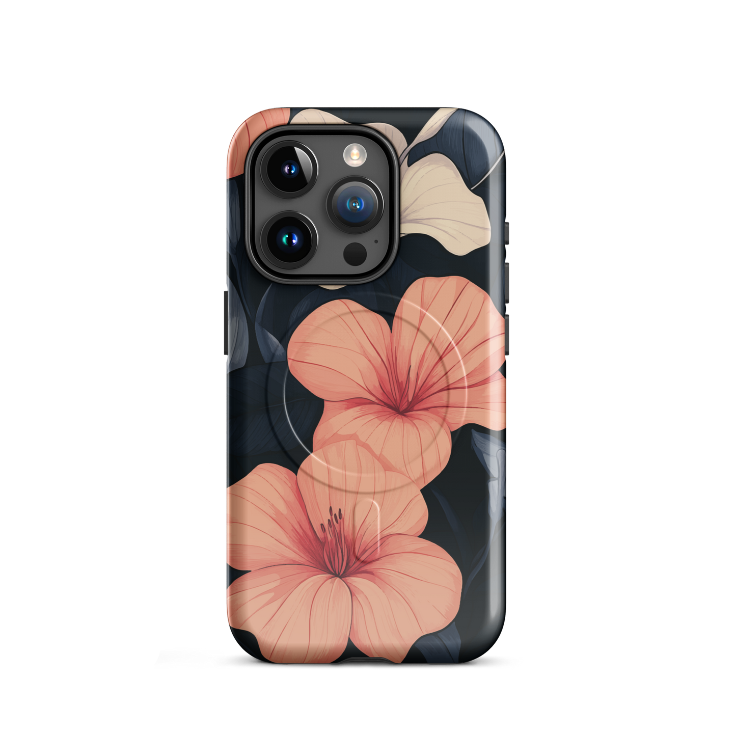 'Hibiscus Flower' iPhone 15 Pro MagSafe tough phone case - protective glossy case NZ Australia