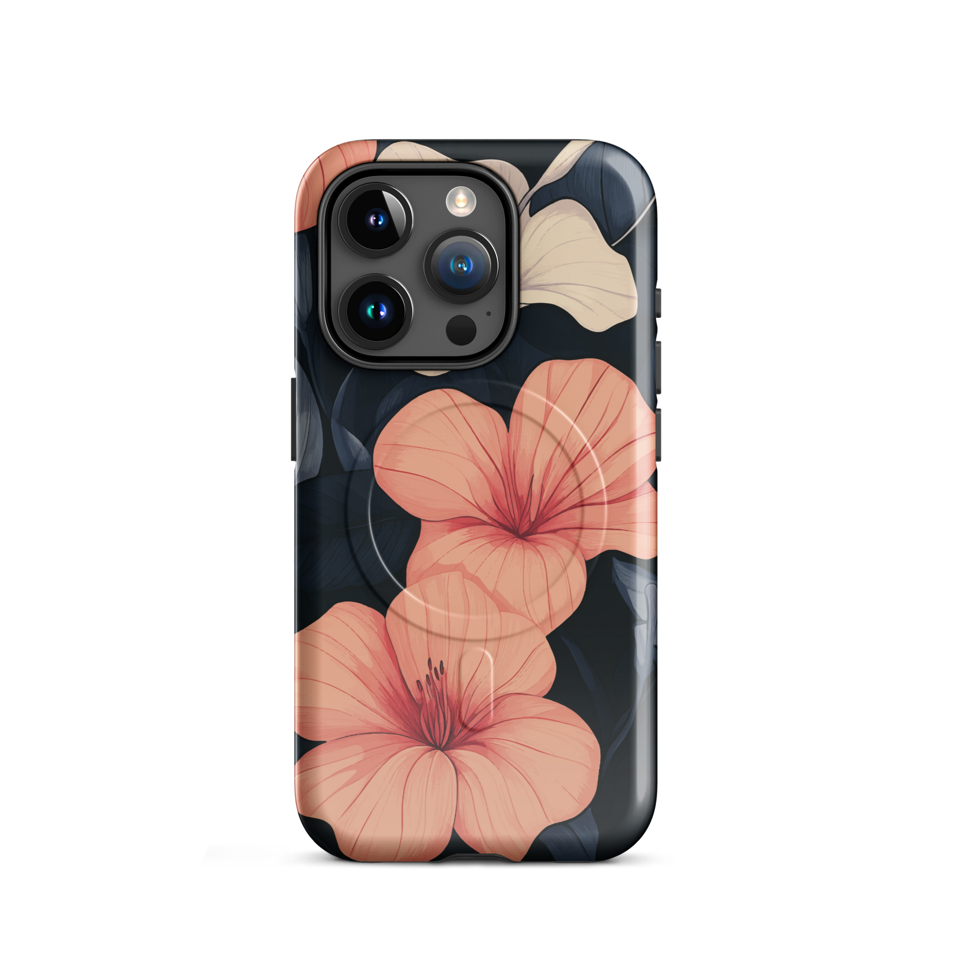 'Hibiscus Flower' iPhone 15 Pro MagSafe tough phone case - protective glossy case NZ Australia