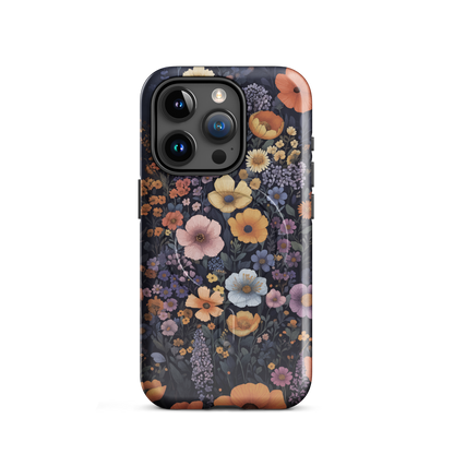 'Wildflowers' iPhone 15 Pro MagSafe tough phone case - protective glossy case NZ Australia