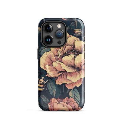 'Vintage Pink Roses' iPhone 15 Pro MagSafe tough phone case - protective glossy case NZ Australia