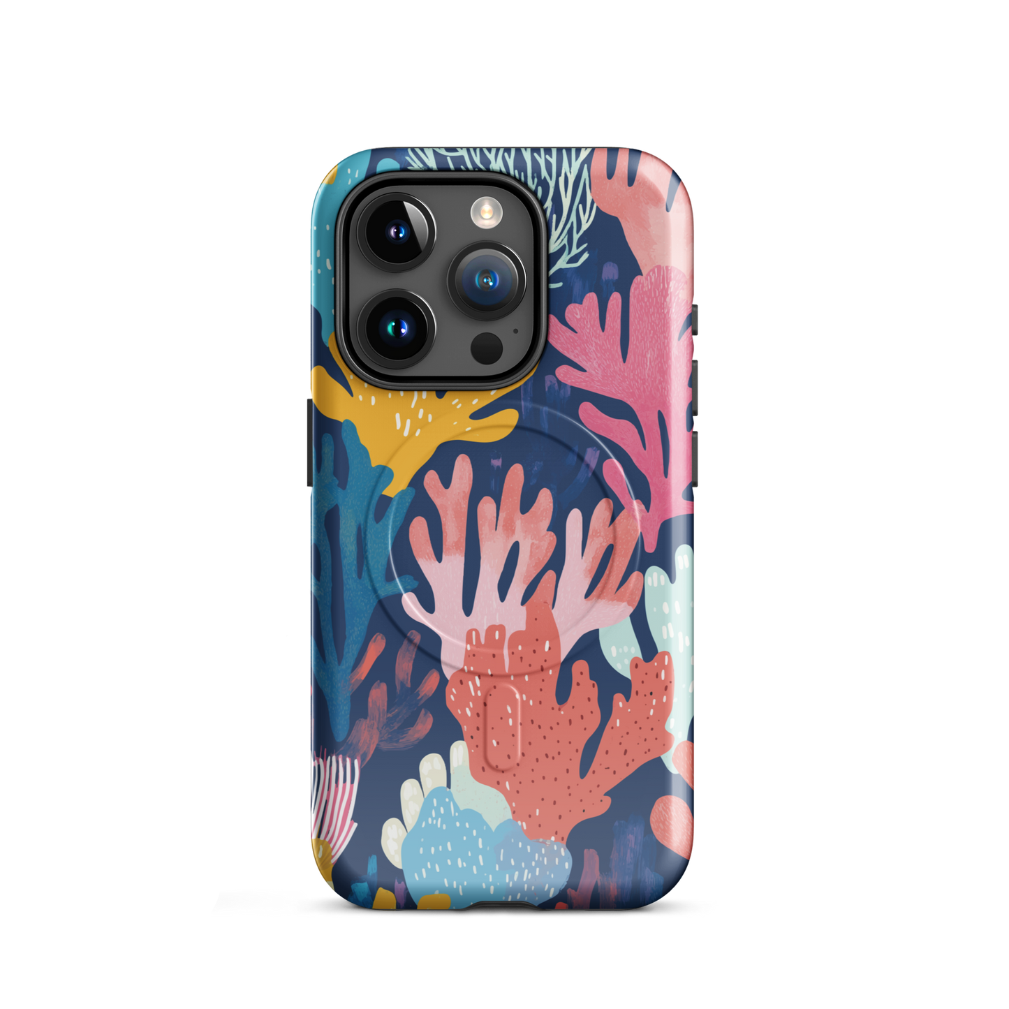 'Coral Reef' iPhone 15 Pro MagSafe tough phone case - protective glossy case NZ Australia
