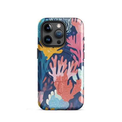 'Coral Reef' iPhone 15 Pro MagSafe tough phone case - protective glossy case NZ Australia