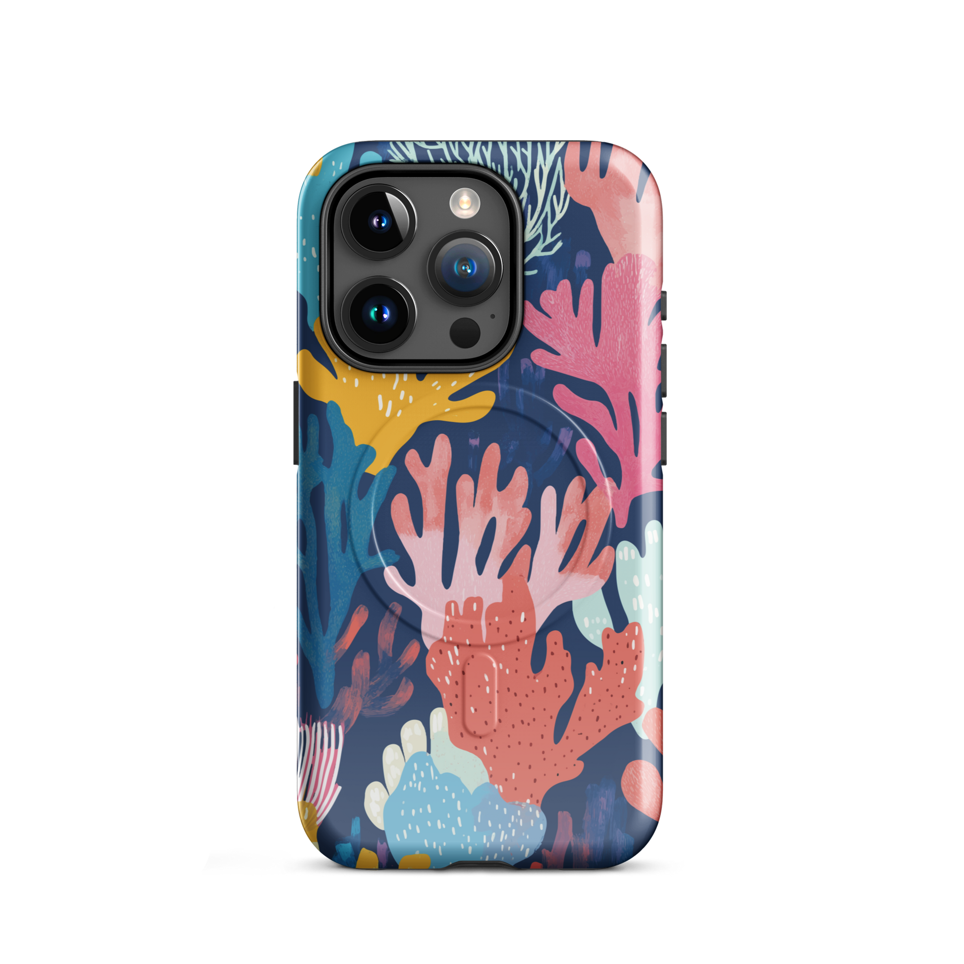 'Coral Reef' iPhone 15 Pro MagSafe tough phone case - protective glossy case NZ Australia