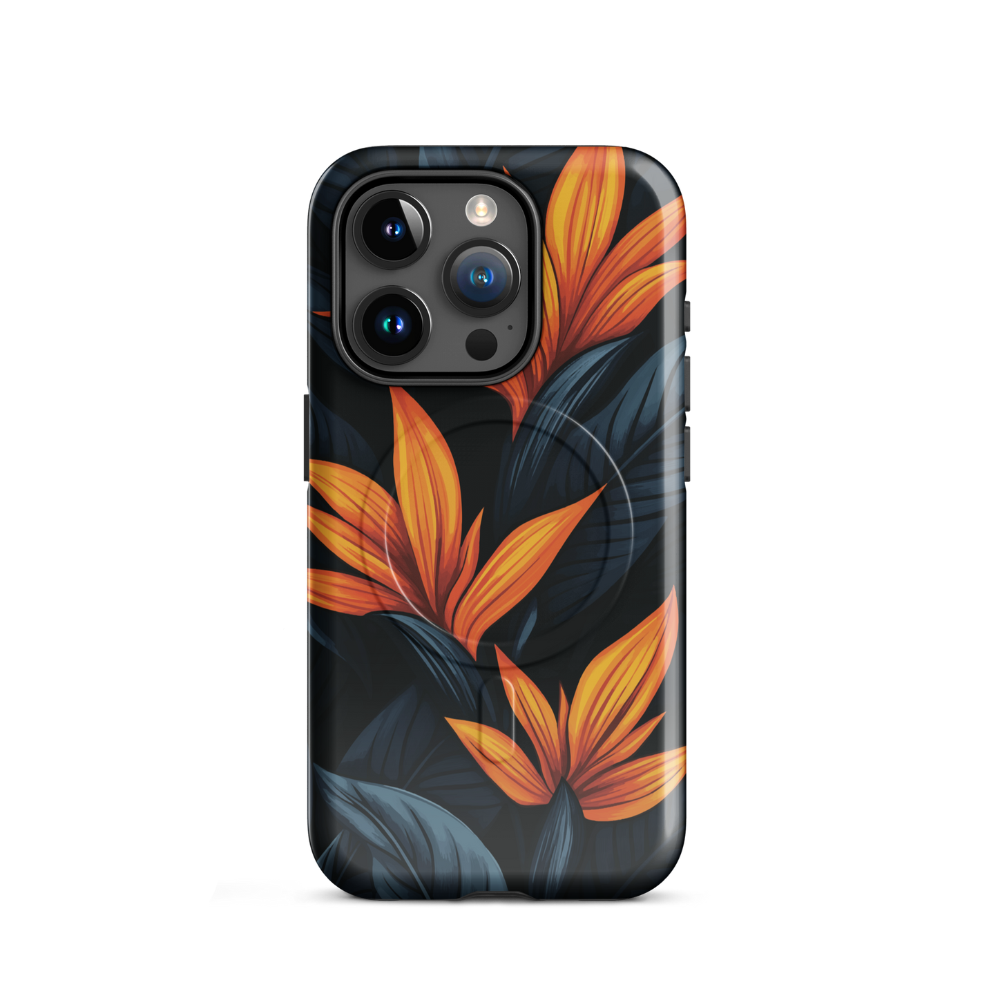 'Bird of Paradise' iPhone 15 Pro MagSafe tough phone case - protective glossy case NZ Australia