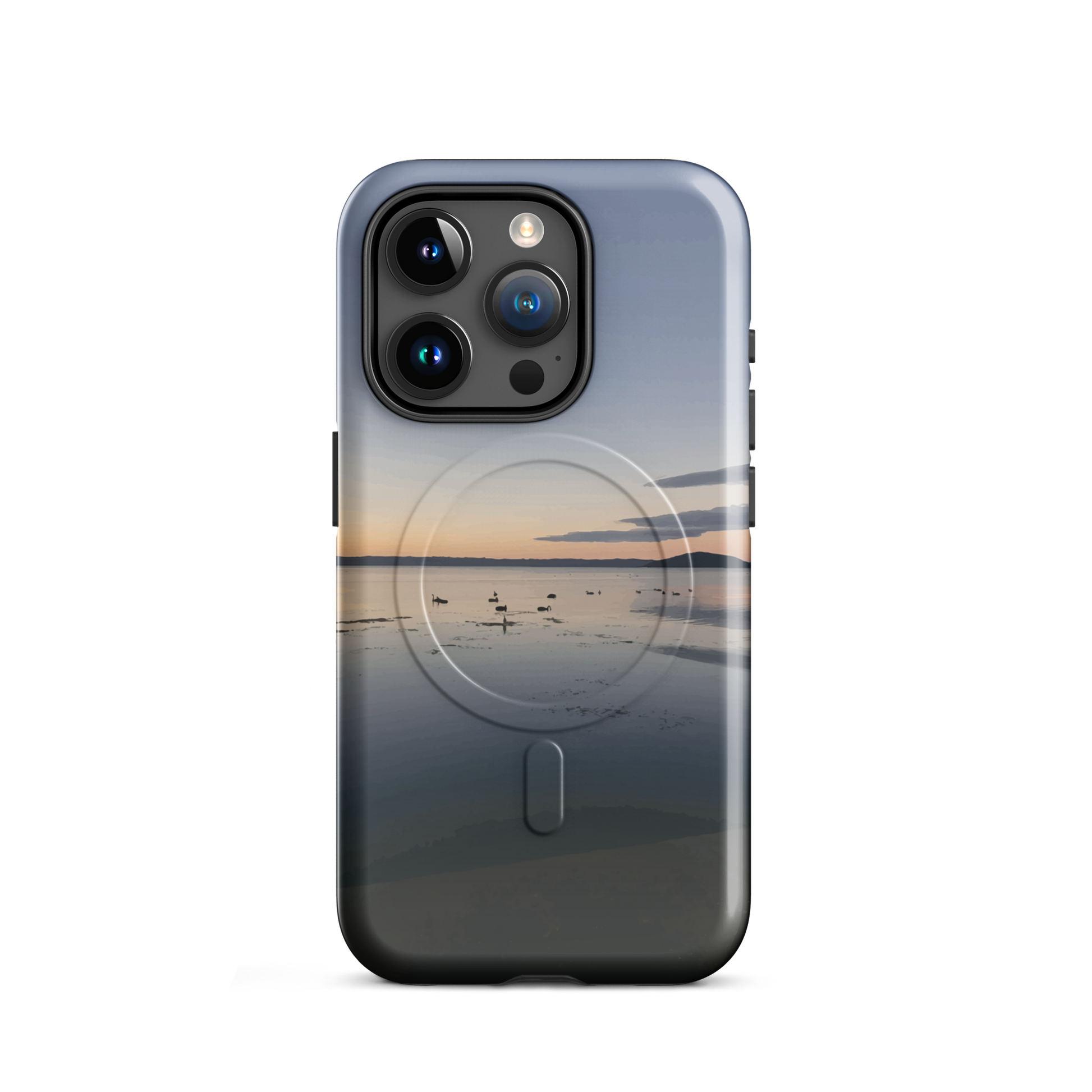 'Whispers on the Lake' iPhone 15 Pro MagSafe tough phone case - protective glossy case NZ Australia