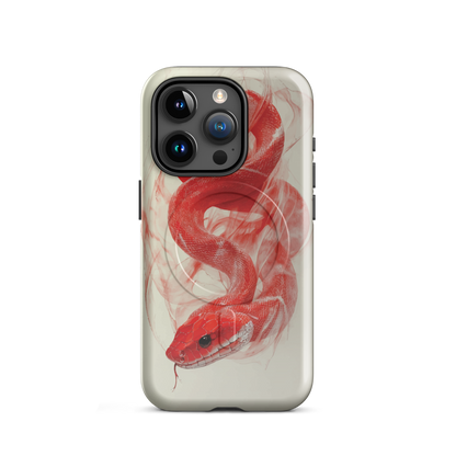 'Red Snake' iPhone 15 Pro MagSafe tough phone case - protective glossy case NZ Australia