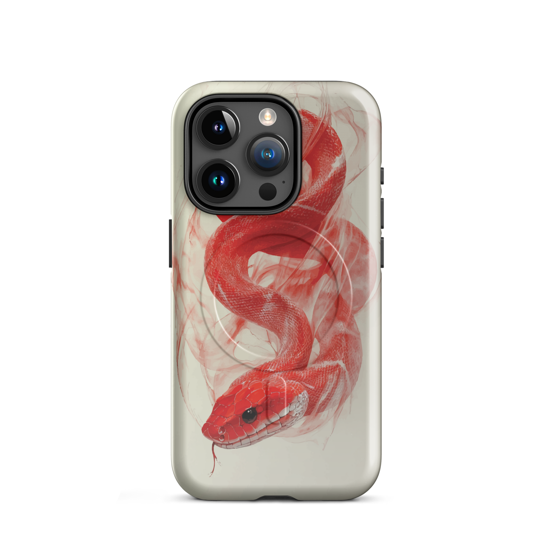 'Red Snake' iPhone 15 Pro MagSafe tough phone case - protective glossy case NZ Australia