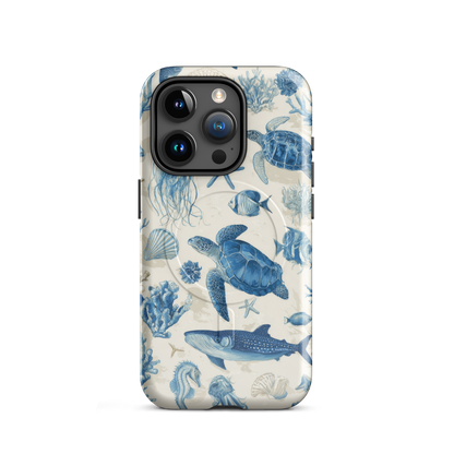 'Ocean Sketchbook' iPhone 15 Pro MagSafe tough phone case - protective glossy case NZ Australia