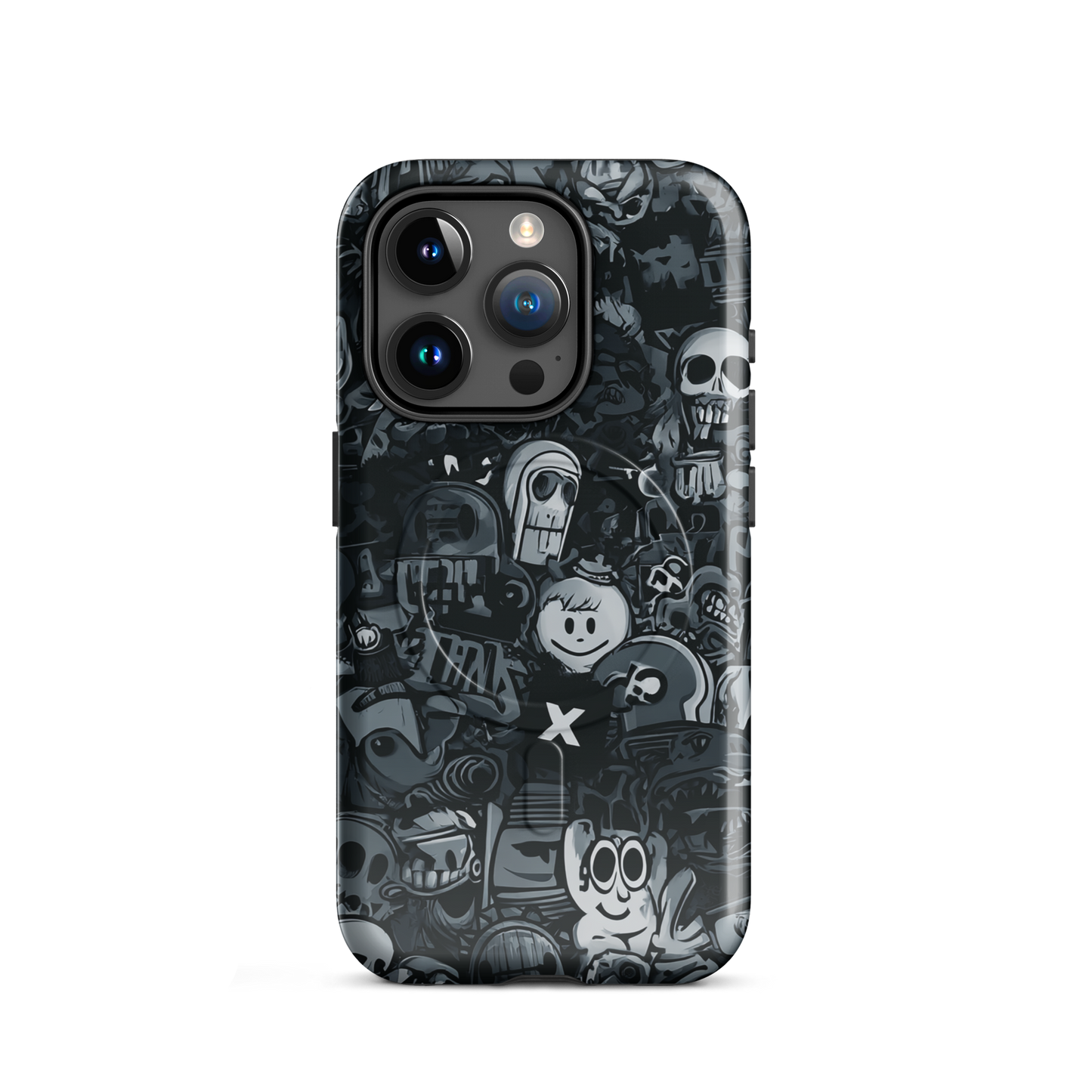 'Midnight Stickers' iPhone 15 Pro MagSafe tough phone case - protective glossy case NZ Australia