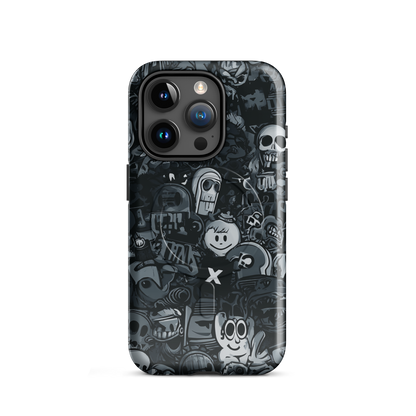 'Midnight Stickers' iPhone 15 Pro MagSafe tough phone case - protective glossy case NZ Australia