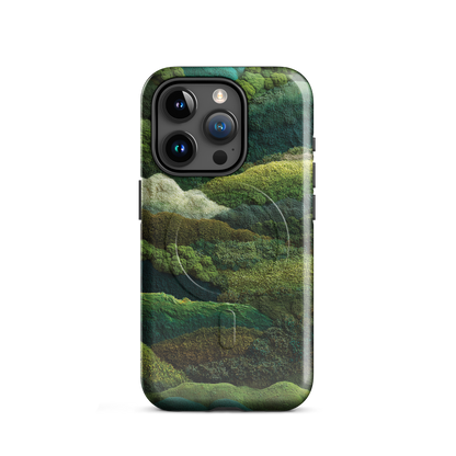 'Forest Layers' iPhone 15 Pro MagSafe tough phone case - protective glossy case NZ Australia