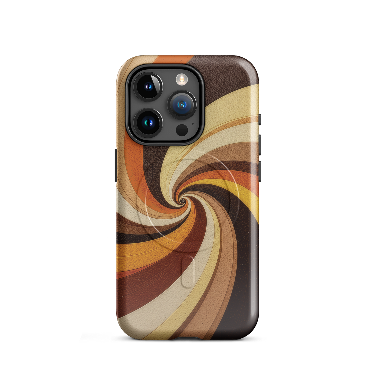 'Golden Swirl' iPhone 15 Pro MagSafe tough phone case - protective glossy case NZ Australia