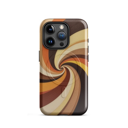 'Golden Swirl' iPhone 15 Pro MagSafe tough phone case - protective glossy case NZ Australia