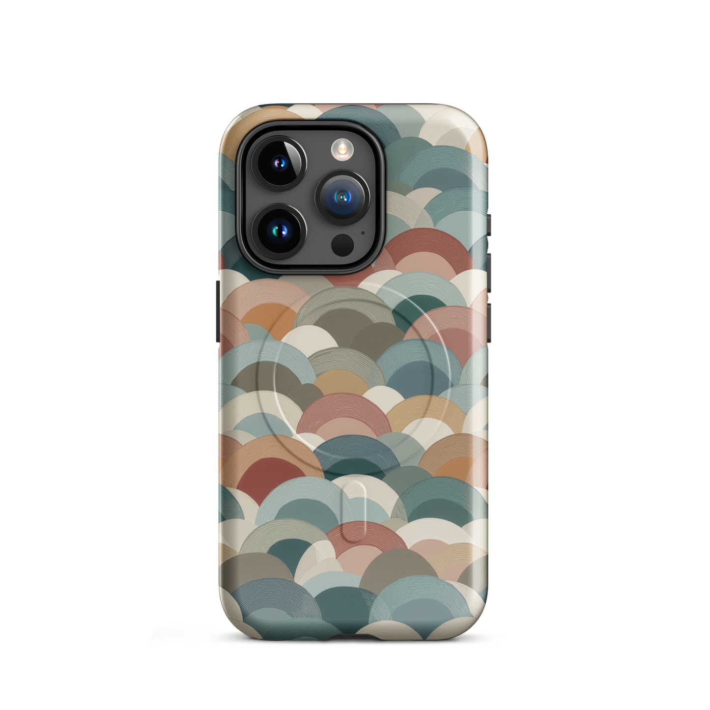 'Warm Horizons' iPhone 15 Pro MagSafe tough phone case - protective glossy case NZ Australia