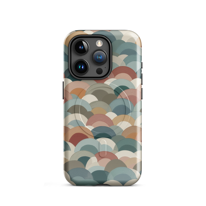 'Warm Horizons' iPhone 15 Pro MagSafe tough phone case - protective glossy case NZ Australia