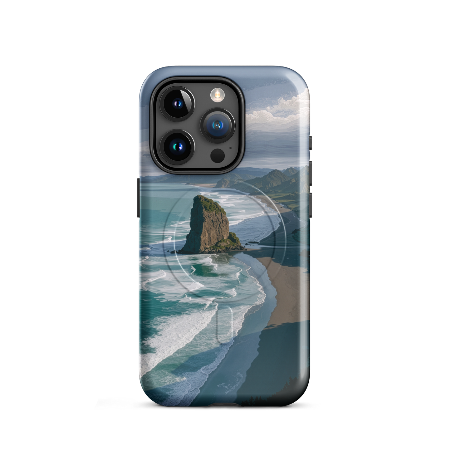 'Piha Beach' iPhone 15 Pro MagSafe tough phone case - protective glossy case NZ Australia