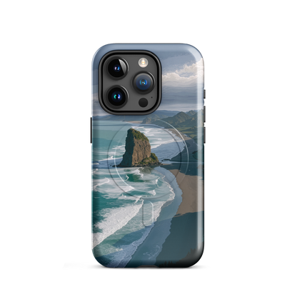 'Piha Beach' iPhone 15 Pro MagSafe tough phone case - protective glossy case NZ Australia