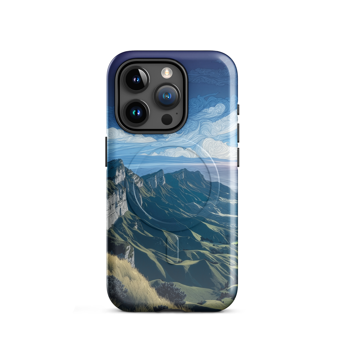 'Te Mata Peak' iPhone 15 Pro MagSafe tough phone case - protective glossy case NZ Australia
