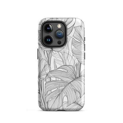 'Tropical Lines' iPhone 15 Pro MagSafe tough phone case - protective glossy case NZ Australia