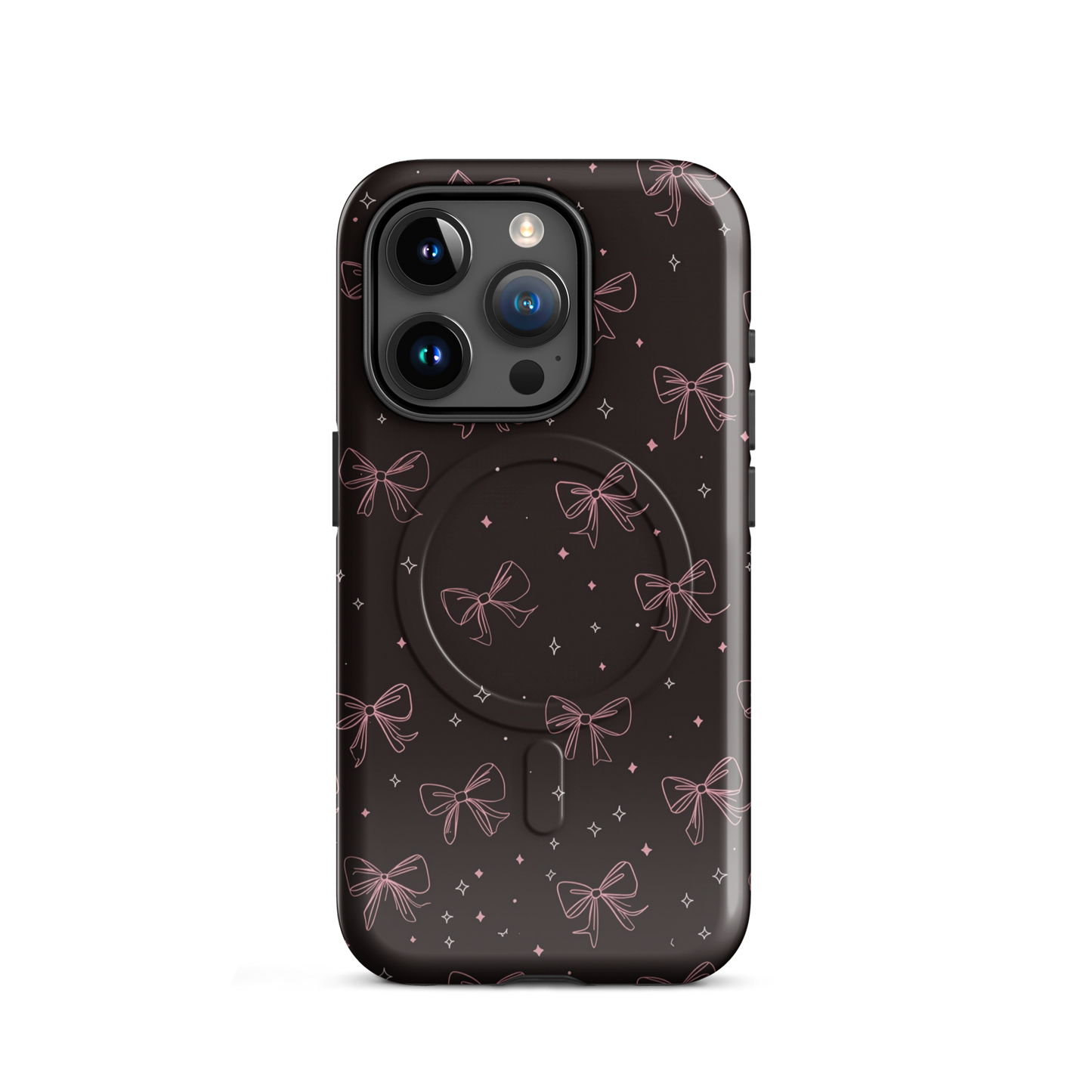 'Midnight Bow' iPhone 15 Pro MagSafe tough phone case - protective glossy case NZ Australia