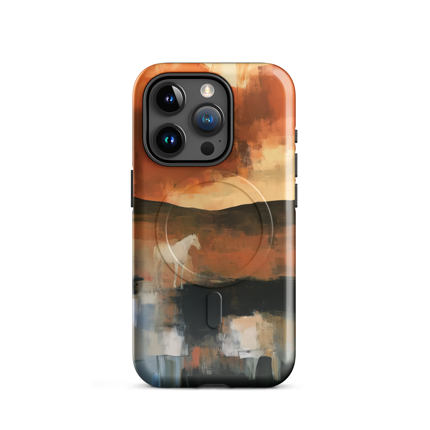'Ember Fields' iPhone 15 Pro MagSafe phone case - protective glossy case NZ Australia