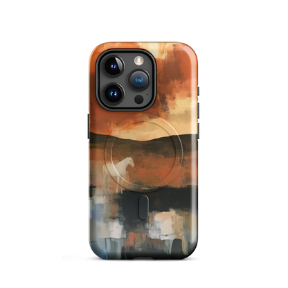 'Ember Fields' iPhone 15 Pro MagSafe phone case - protective glossy case NZ Australia