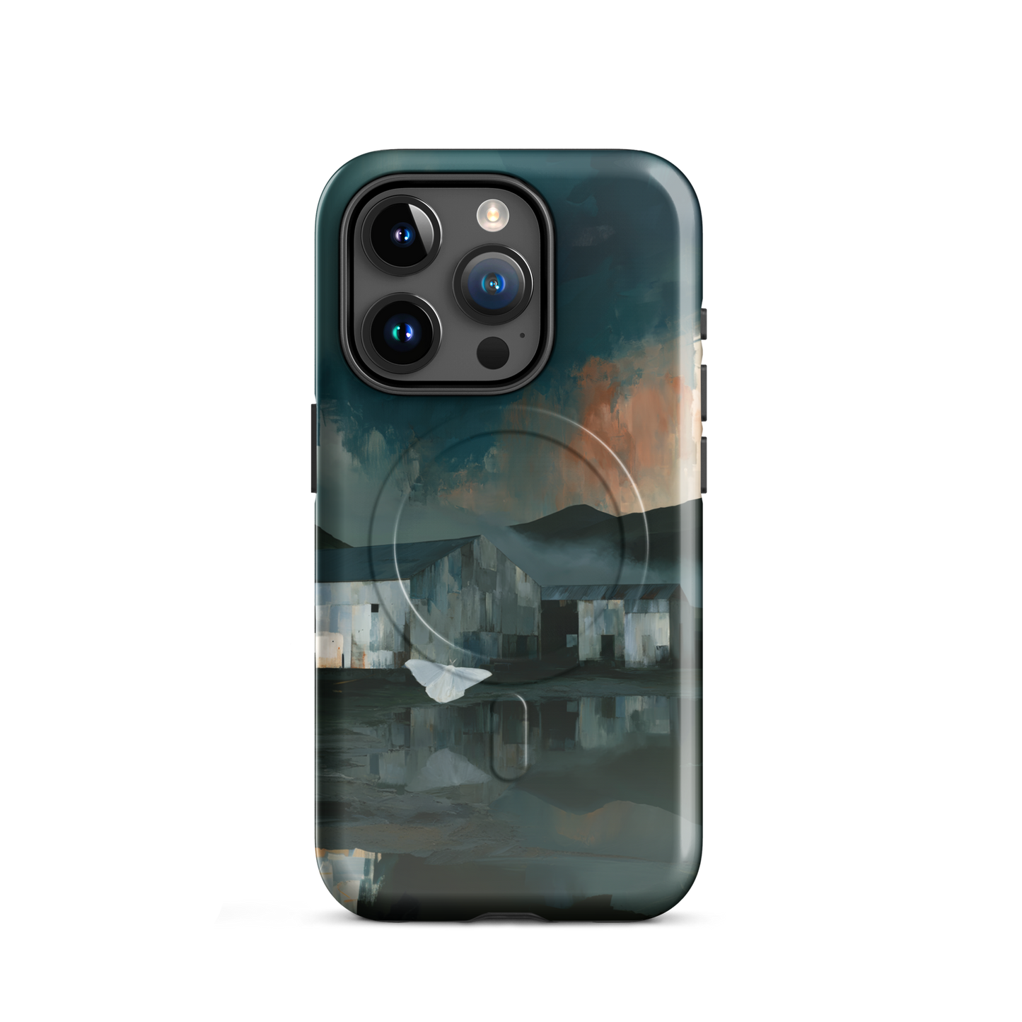 'Evening Flight' iPhone 15 Pro MagSafe phone case - protective glossy case NZ Australia