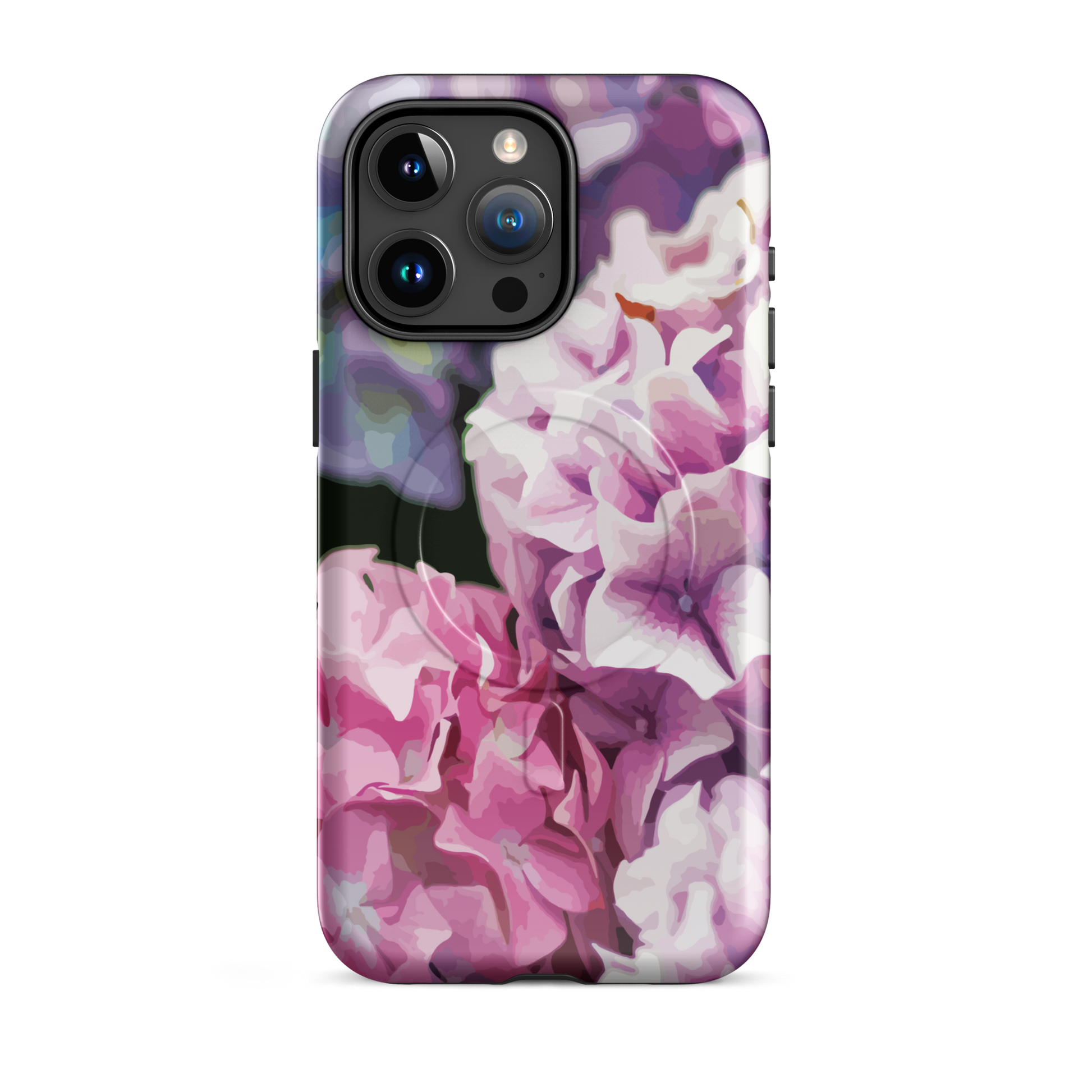 'Hydrangea' iPhone 15 Pro Max MagSafe tough phone case - protective glossy case NZ Australia